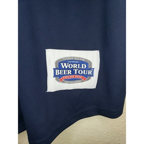 Old Chicago #76 SIZE 2X World Beer Tour Navy Blue Button Front Baseball Jersey - Picture 5 of 9